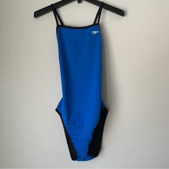 SPEEDO Solid Blue / Black Reversible Extreme Back Endurance One Piece Swimsuit - Picture 8 of 11